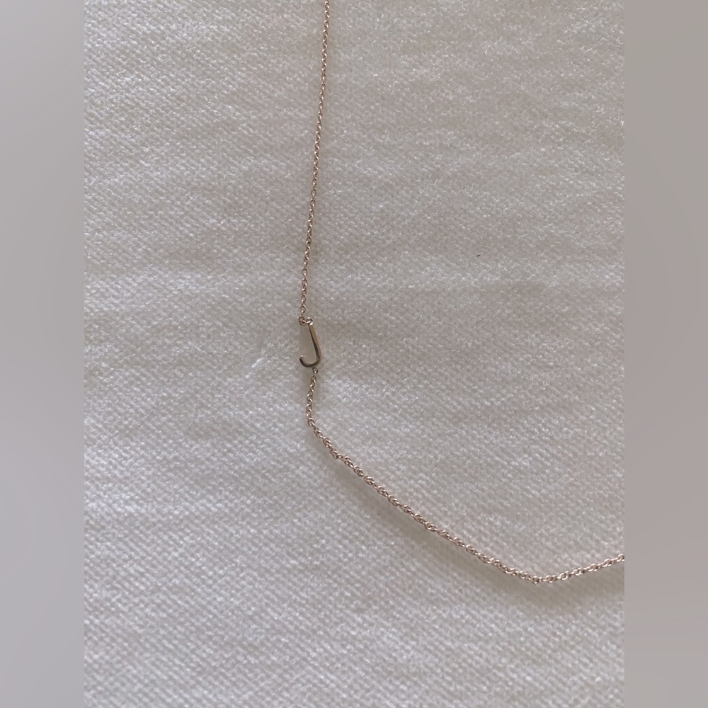Maya Brenner Rose Gold J initial necklace